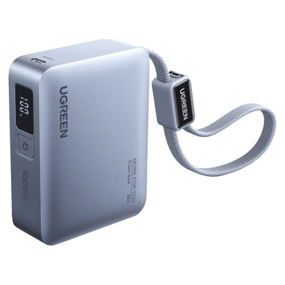 UGreen Nexode 10000mAh 30W Power Bank with Built-in USB Type-C Cable (PB584-75173B) – rear or detail view