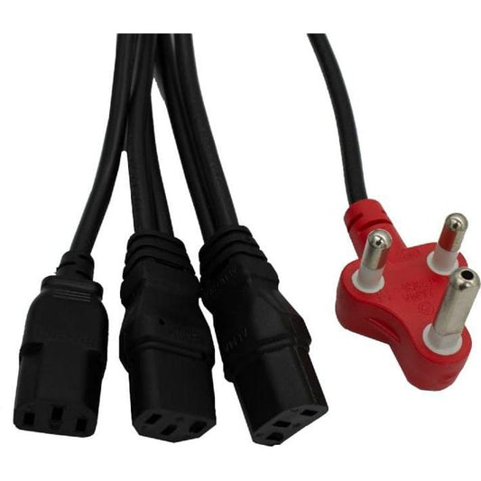 Dedicated SA 3-pin to triple IEC C13 power cable PC-6D3IC13BK3.8
