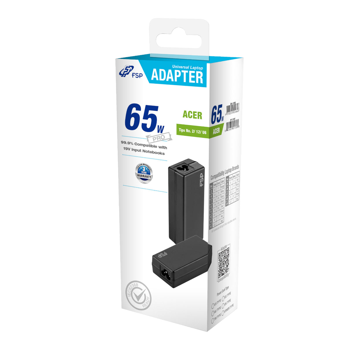 FSP PRO 65W Universal Laptop Adapter – Acer