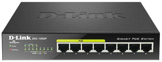 PRE-Loved D-LINK DGS-1008PE 8 Port 10/100/1000 (4X Poe) Switch