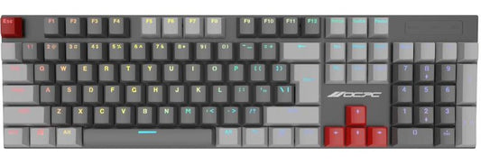 PRE-Loved ZERO PRO 104-Key RGB USB Mechanical Gaming Keyboard - RF-OCZRP104LGR with dynamic backlighting and tactile switches.