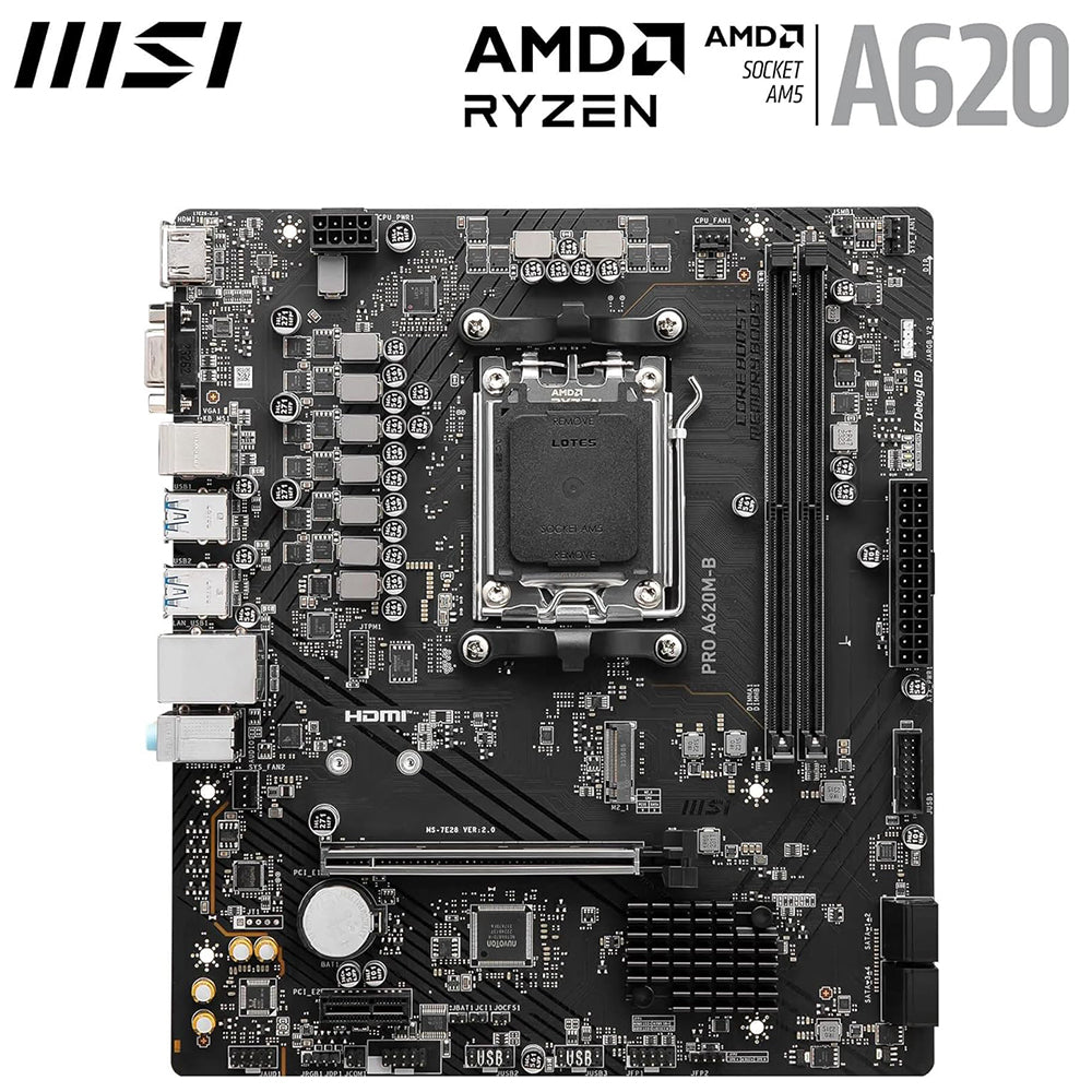 MSI PRO A620M-B AM5 Motherboard for AMD Ryzen 7000 Series DDR5 PCIe 4.0
