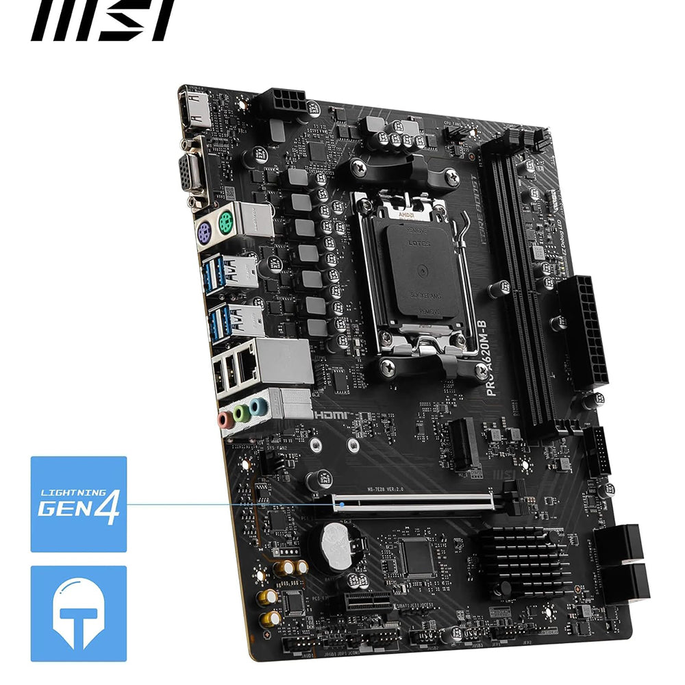 MSI PRO A620M-B AM5 Motherboard for AMD Ryzen 7000 Series DDR5 PCIe 4.0