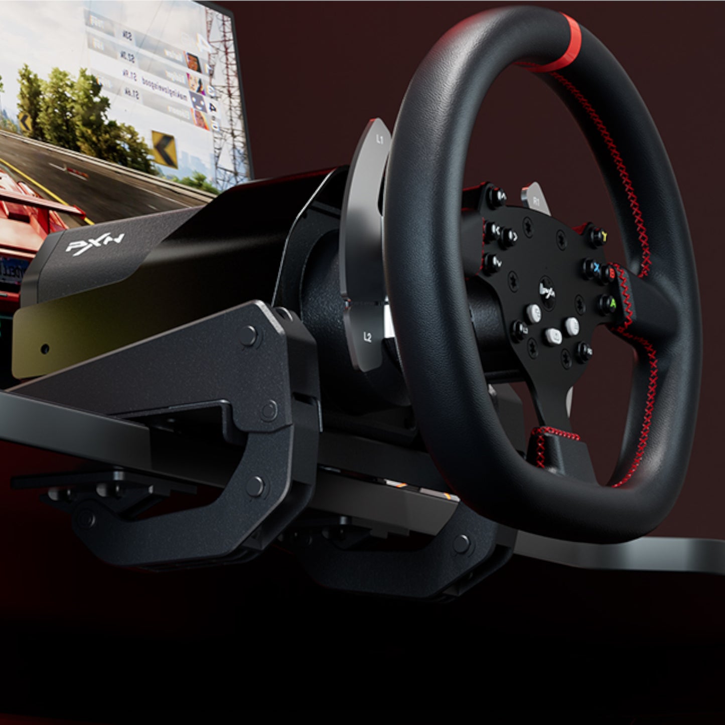 PXN V10 Ultra 270/900° 3.2nm Direct Drive USB Steering Wheel with Hall Effect Dual Pedals