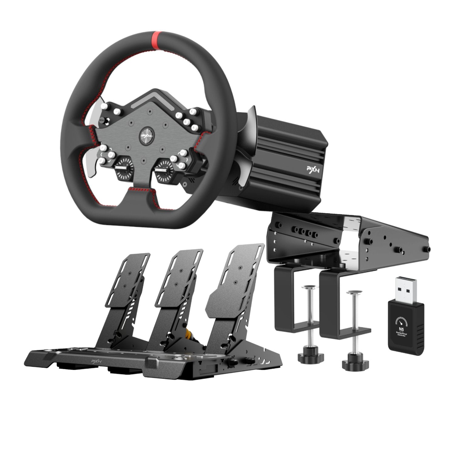 PXN V12 Lite Sim Racing Steering Wheel Bundle offers precision and immersion for ultimate racing enthusiasts.