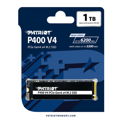 Patriot P400 V4 PCIe Gen4 x4 1TB M.2 2280 NVMe SSD offers ultra-fast storage for gaming and creative tasks.