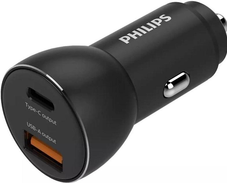 PRE-Loved Philips Dual Port Car Charger – 36W Fast Charging with USB-C & USB-A for quick, efficient device charging.