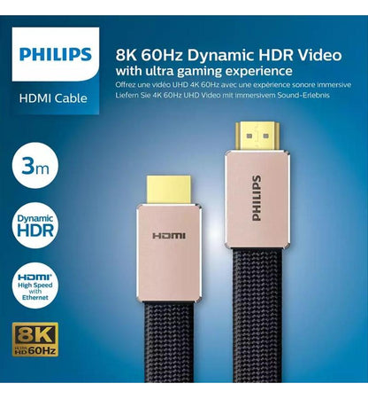 Philips SWV9030/10 3M HDMI Cable - 8K UHD 60Hz Dynamic HDR for Ultimate Gaming Experience ensures stunning clarity.