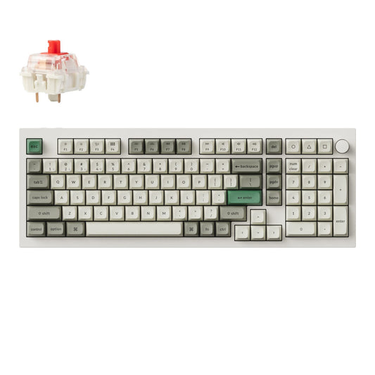 Keychron Q5M-P1 QMK/VIA Wireless Custom Keyboard - Shell White features a sleek design and robust aluminium body.