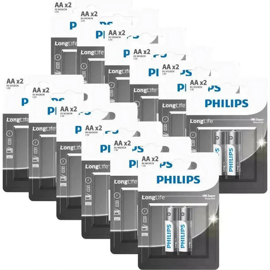 Philips LongLife AA Batteries Family Pack – 24 Pack Zinc Chloride 1.5V Batteries