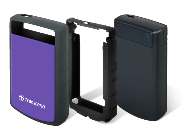PRE-Loved - Transcend StoreJet 1TB Rugged Blue Portable Hard Drive - with Lightning-Fast Transfers showcases durability and speed.
