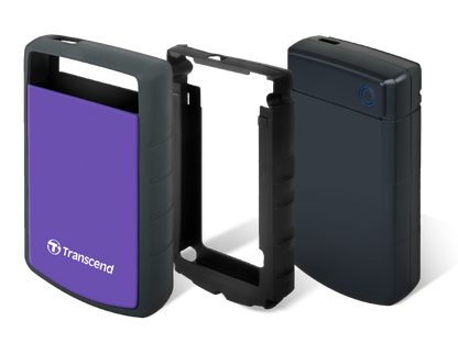 PRE-Loved - Transcend StoreJet 1TB Rugged Blue Portable Hard Drive - with Lightning-Fast Transfers showcases durability and speed.