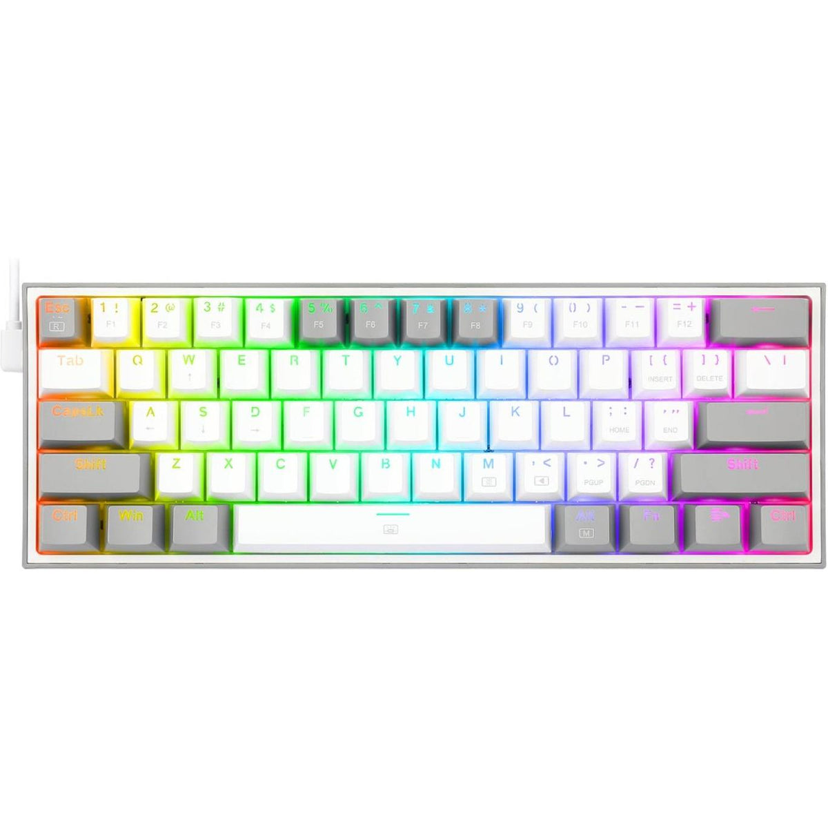 Redragon K617 FIZZ 60% Wired RGB Gaming Keyboard - White/Grey