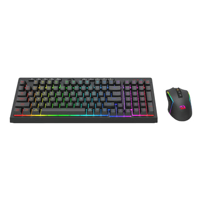 Redragon RYLO PRO S142 Tri-Mode RGB Gaming Keyboard and Mouse Combo with customizable backlit keys and ergonomic design.