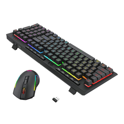 Redragon RYLO PRO S142 Tri-Mode RGB Gaming Keyboard and Mouse Combo with customizable backlit keys and wireless connectivity.