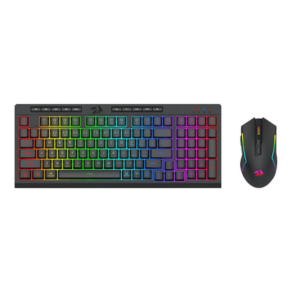 Redragon RYLO PRO S142 Tri-Mode RGB Gaming Keyboard and Mouse Combo with colorful backlit keys and ergonomic design.