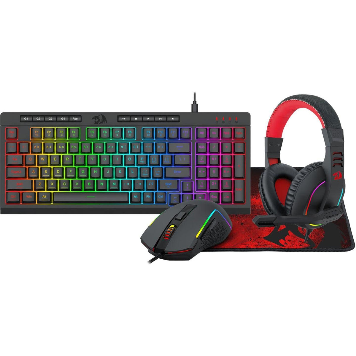 Redragon 4-in-1 Keyboard | Mouse | Mousepad | RGB Headset Gaming Combo