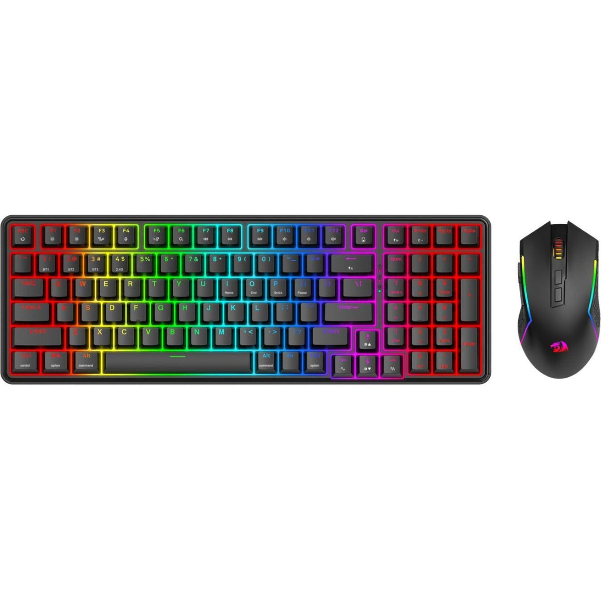 Redragon S162 RGB 3-Mode Wireless Mechanical Gaming Keyboard and Mouse Combo - Black