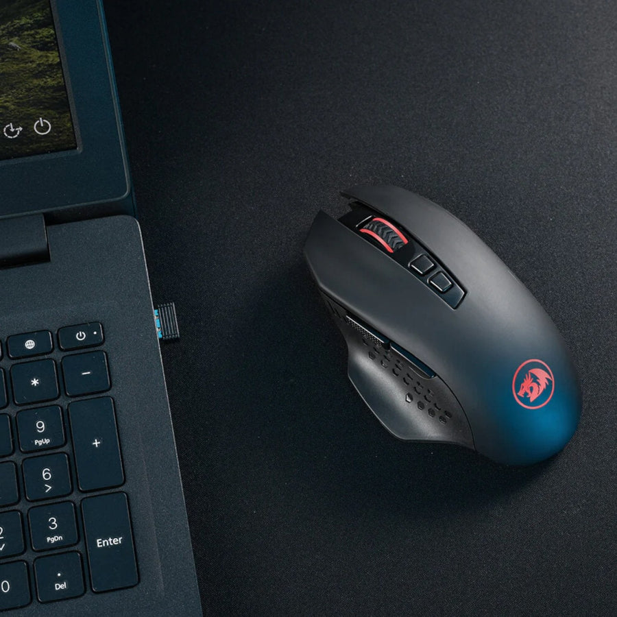 Redragon GAINER M656 Wireless Gaming Mouse 4000DPI - Black, featuring seven programmable buttons for ultimate control.