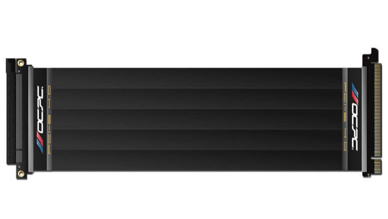 OCPC Xtender PCIe 4.0 x16 Riser Cable - 250mm Shielded, 90° Angled (Black) for flexible GPU mounting.