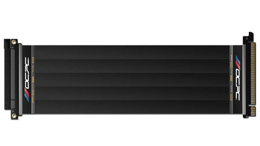 OCPC Xtender PCIe 4.0 x16 Riser Cable - 250mm Shielded, 90° Angled (Black) for flexible GPU mounting.