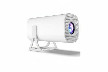 Front view of the M-LINK S40 MAX projector showing the lens and white casing.

