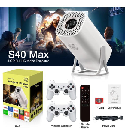 Side profile of the M-LINK S40 MAX Android projector showing the connection ports.

