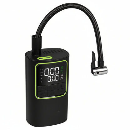 Front view of the M-link SAP portable air pump with its digital display.

