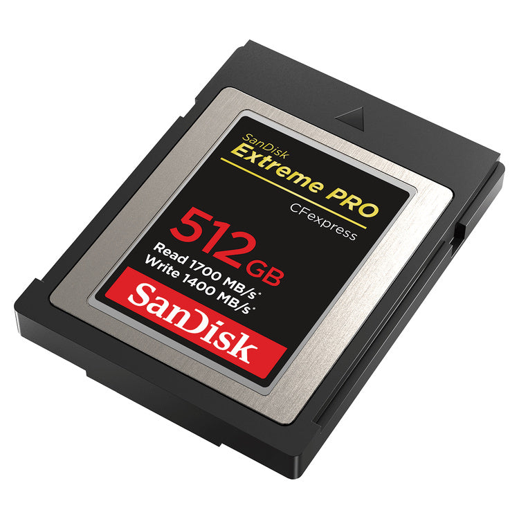 SanDisk Extreme PRO 512GB CFexpress Type B card — right view