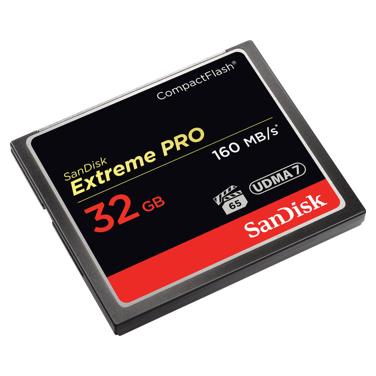 SanDisk Extreme PRO 32GB CompactFlash Memory Card — angled-left view