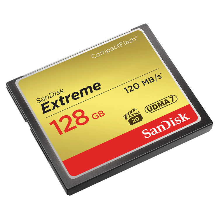 SanDisk Extreme 128GB CompactFlash Memory Card — front view