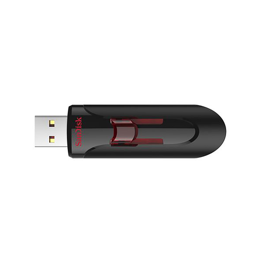 SanDisk Cruzer Glide USB flash drive front view.

