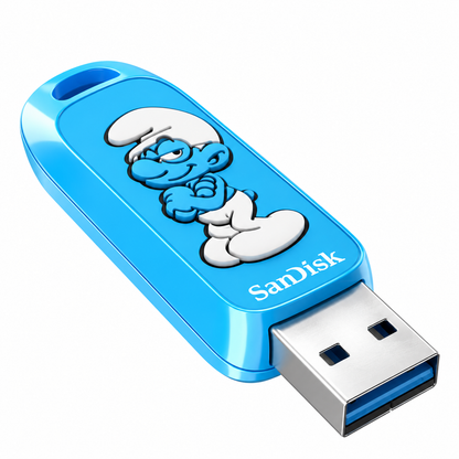 SanDisk Smurf USB Flash Drive 64GB, Up to 130MB/s