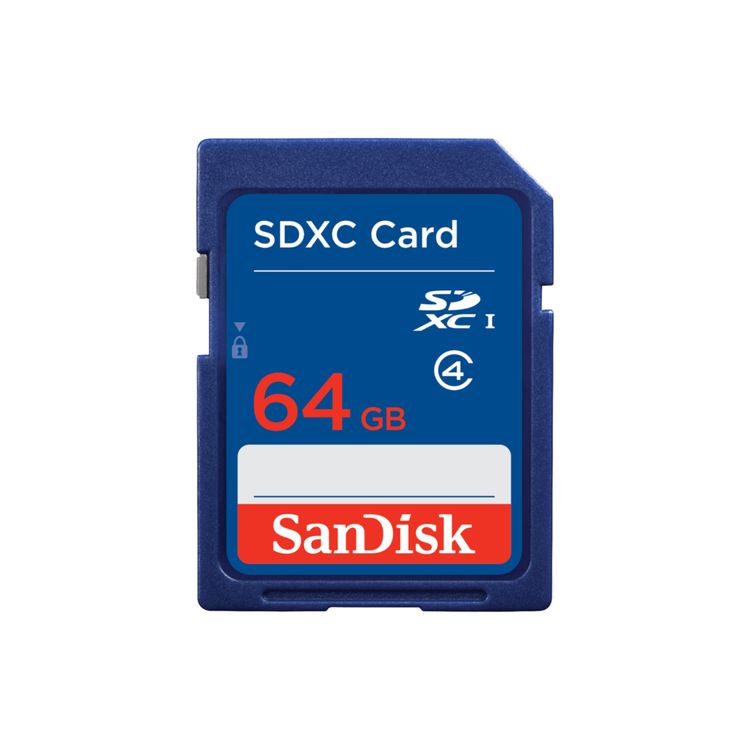 SanDisk 64GB SDXC memory card front view