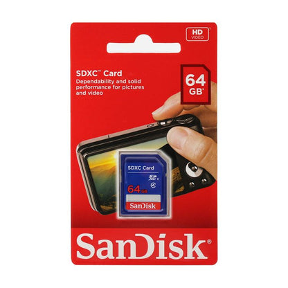 SanDisk 64GB SDXC memory card retail package