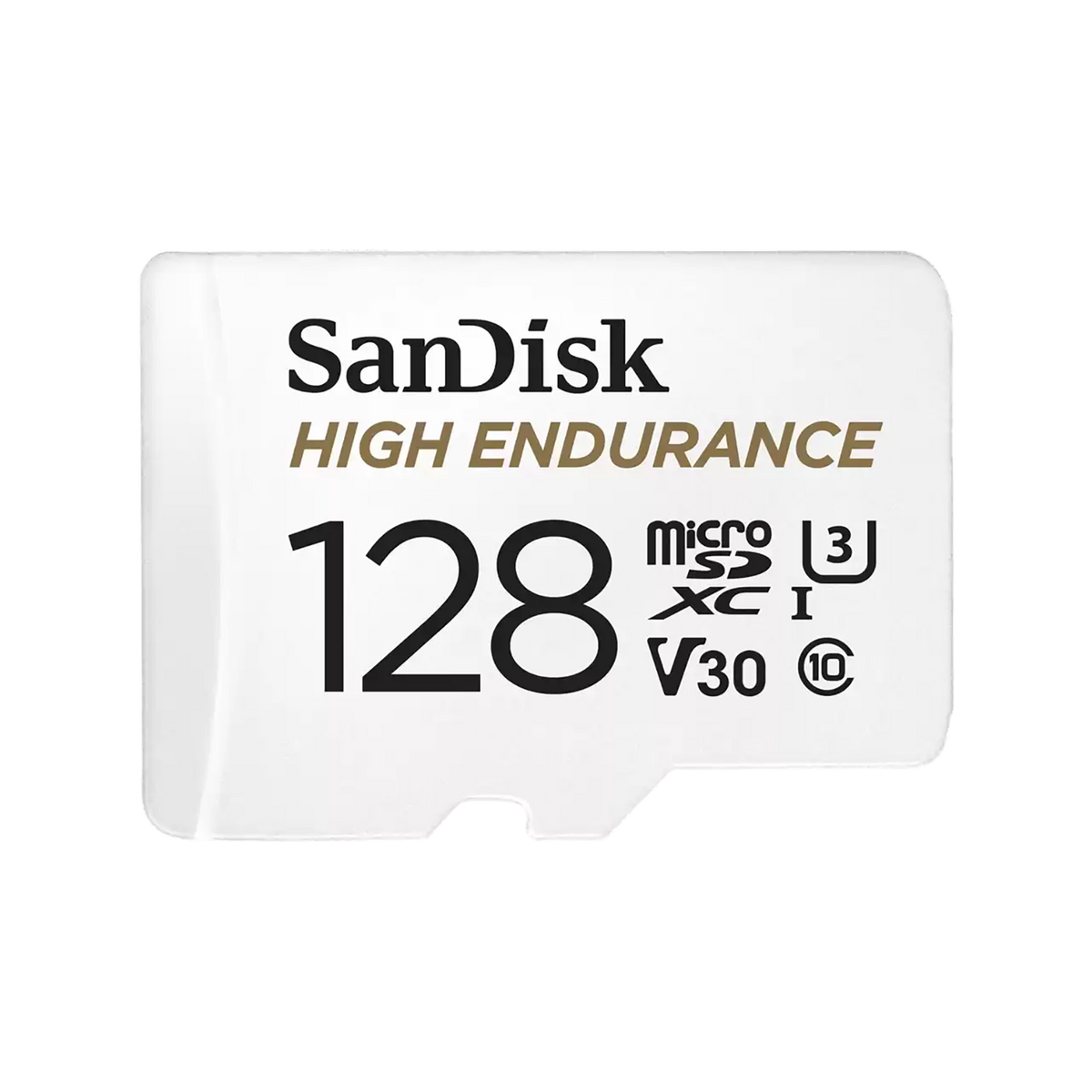 SanDisk High Endurance 128GB microSDXC UHS-I U3 V30 memory card with SD adapter
