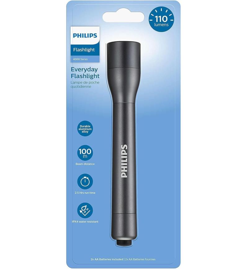 Philips Everyday LED Flashlight 110 Lumens – IPX4 Water Resistant | SFL4002T/10