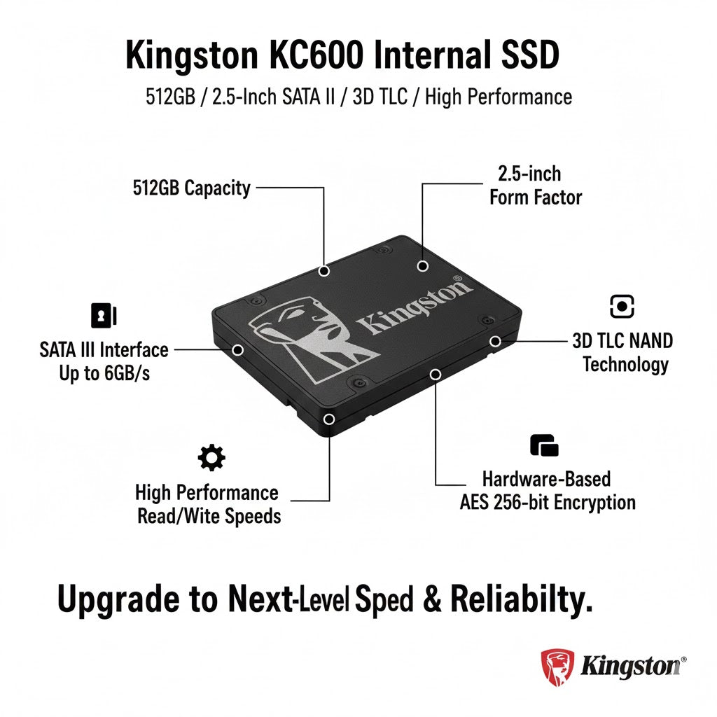 Kingston KC600 512GB 2.5-Inch SATA III Internal SSD 3D TLC High Performance Drive