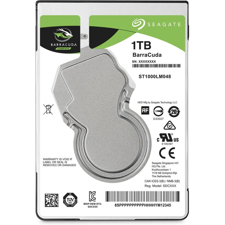 Seagate BarraCuda 1TB 2.5-inch hard drive top view - ST1000LM048
