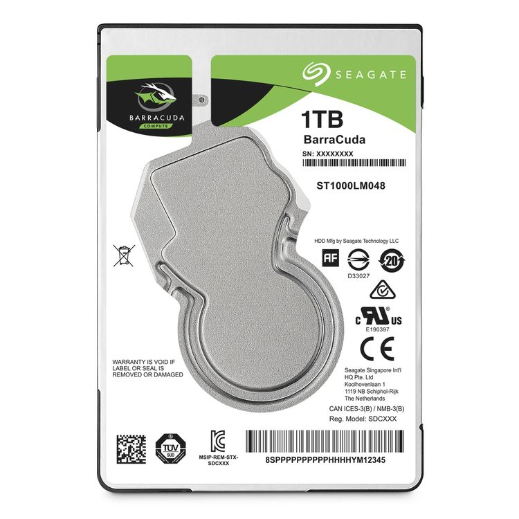 Seagate BarraCuda ST1000LM048 hard drive angled view