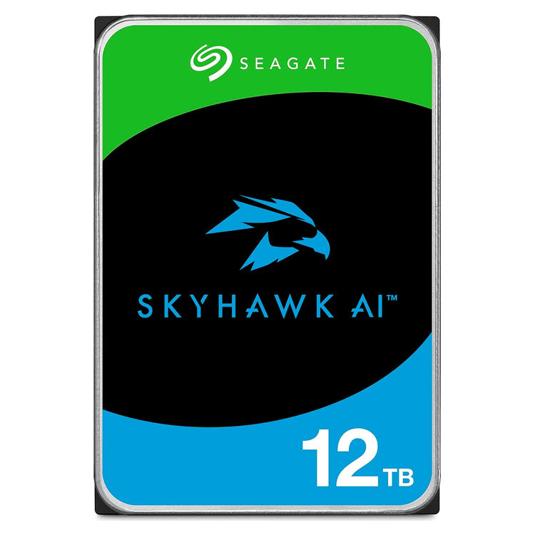 Seagate SkyHawk AI 12TB 3.5-inch SATA Surveillance HDD (ST12000VE003), front view