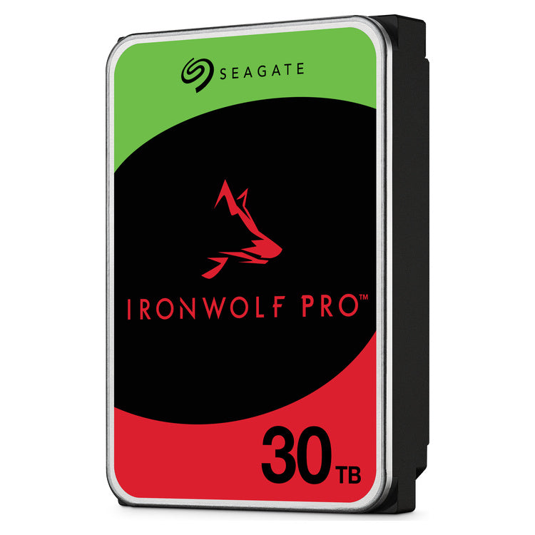 Seagate IronWolf Pro 30TB 3.5-inch SATA NAS HDD (ST30000NT011), left angled view