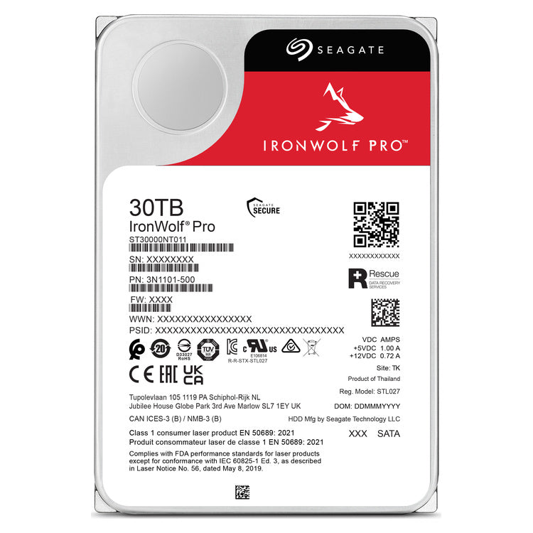 Seagate IronWolf Pro 30TB 3.5-inch SATA NAS HDD (ST30000NT011), model label