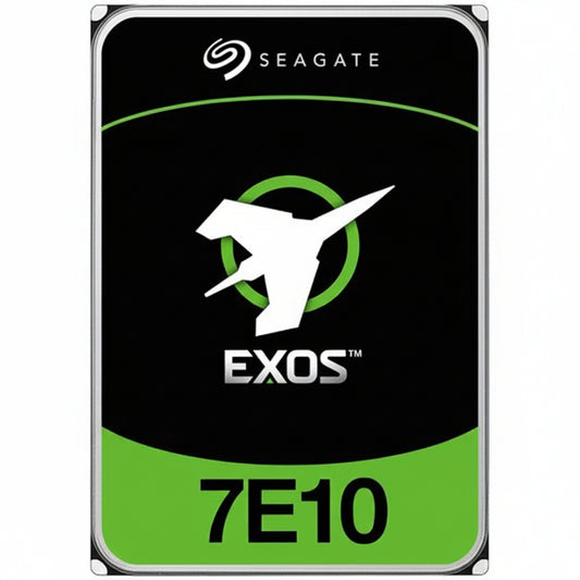 Front view of the Seagate Exos 7E10 8TB enterprise hard drive.

