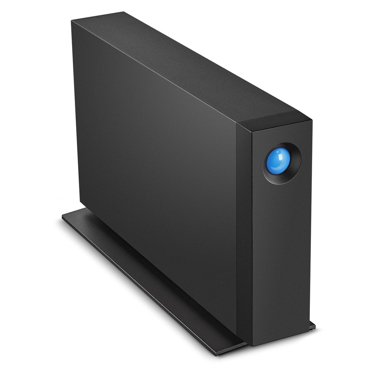 The LaCie d2 drive connected to a laptop via its included USB-C cable.


