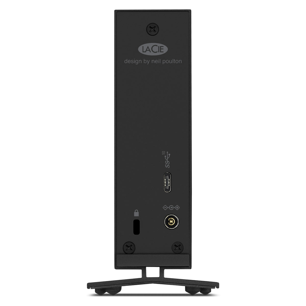 The hard drive placed next to a computer tower for size comparison.

