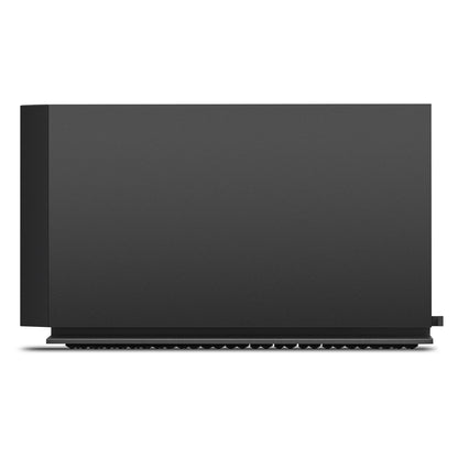 Close-up detail of the drive's textured black finish and aluminum chassis.

