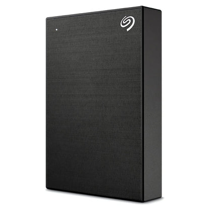 Seagate One Touch with Password 5TB USB Portable Hard Drive – Black (STKZ5000400), right angled view