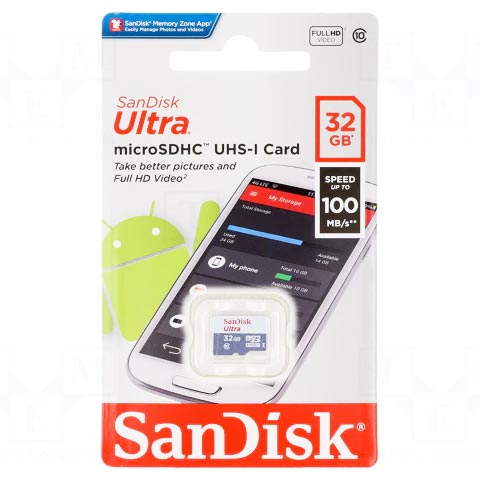 SanDisk Ultra 32GB microSDXC A1 UHS-I Memory Card – 100MB/s TF Card for Android packaging by SanDisk