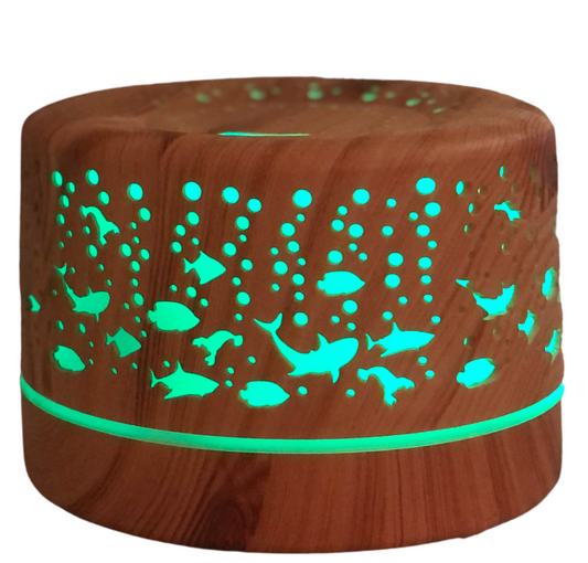 Under the sea themed 500ml Ultrasonic Aroma Diffuser - 7 Soothing LED Colors with fish and ocean design.